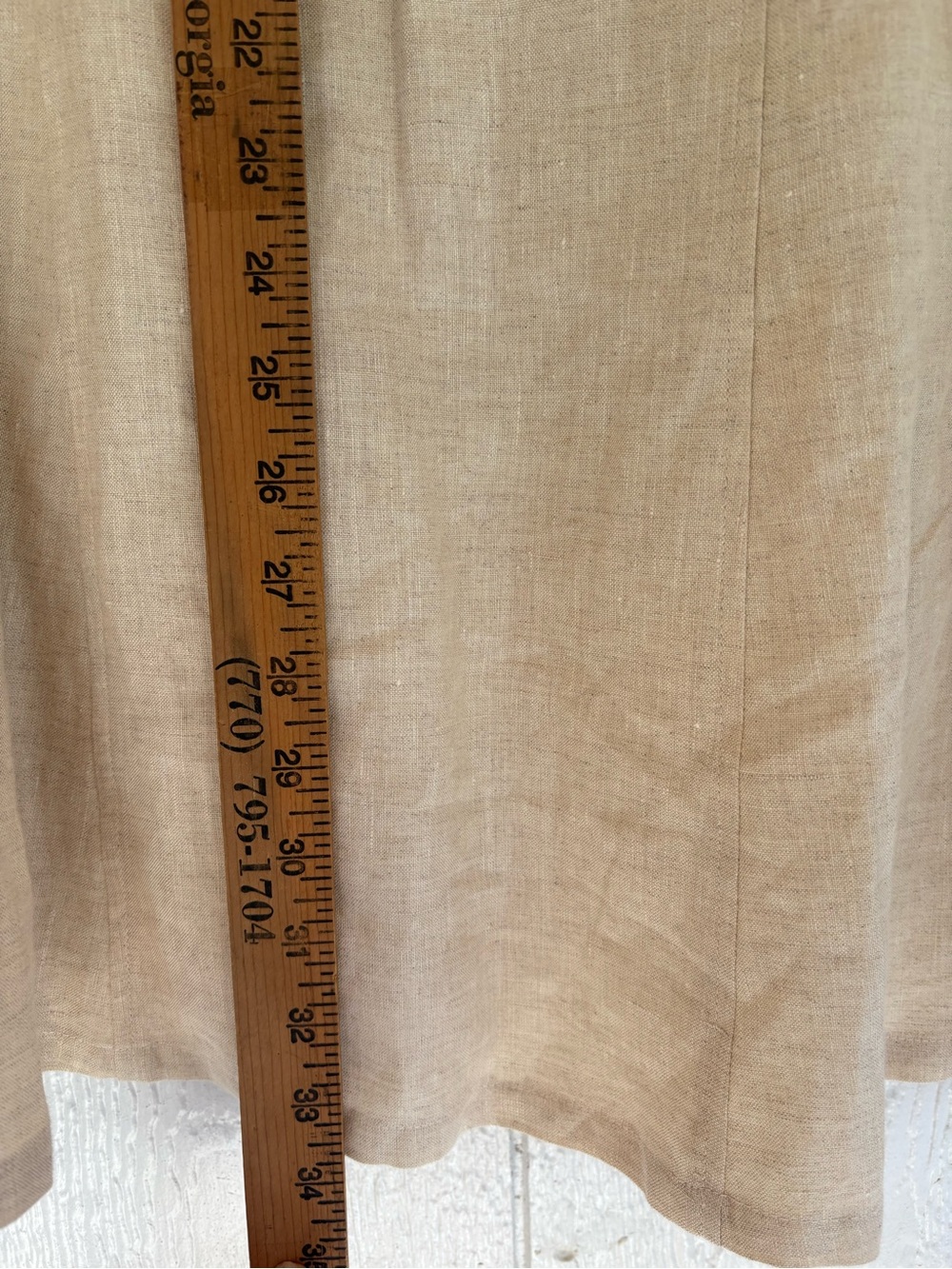 Kim Rogers Natural Beige A-Line Linen Skirt - Picture 5 of 6